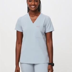 Figs dusty blue scrub top